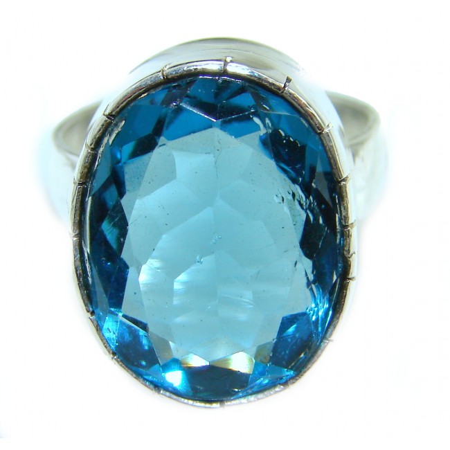 Incredible Blue Quartz .925 Sterling Silver Ring s. 7 3/4