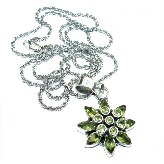 Fancy Peridot .925 Sterling Silver handcrafted necklace