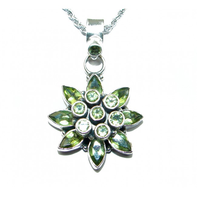 Fancy Peridot .925 Sterling Silver handcrafted necklace