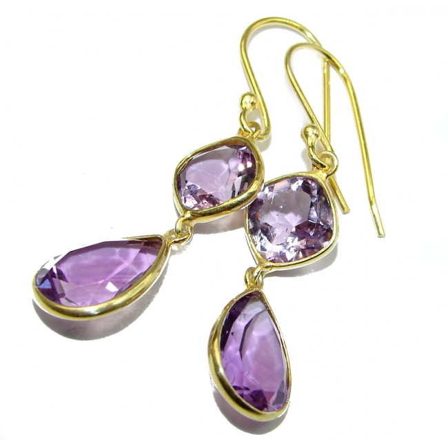 Vintage Design Authentic Amethyst Gold over .925 Sterling Silver handmade earrings