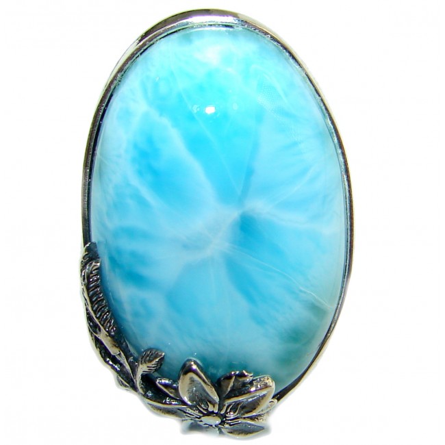 Blue Treasure Larimar .925 Sterling Silver handmade ring s. 7 1/4