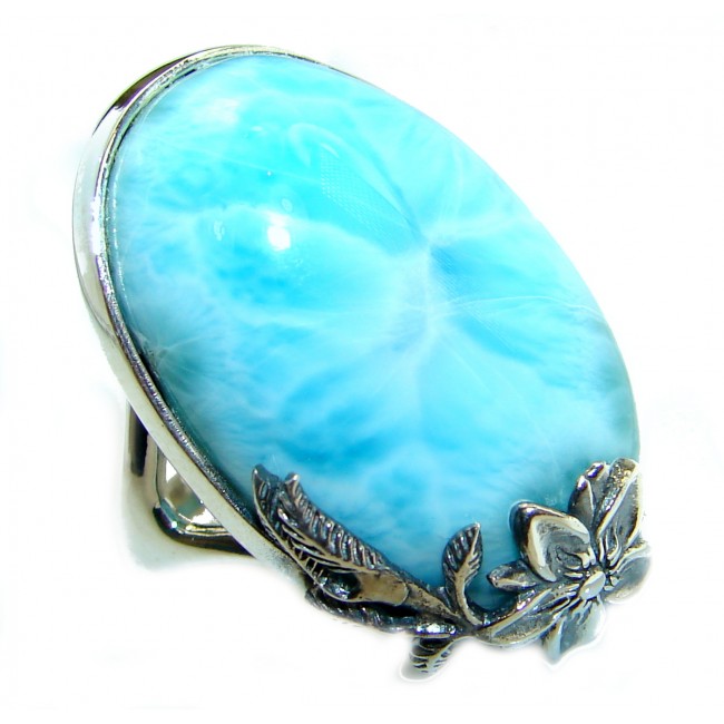 Blue Treasure Larimar .925 Sterling Silver handmade ring s. 7 1/4