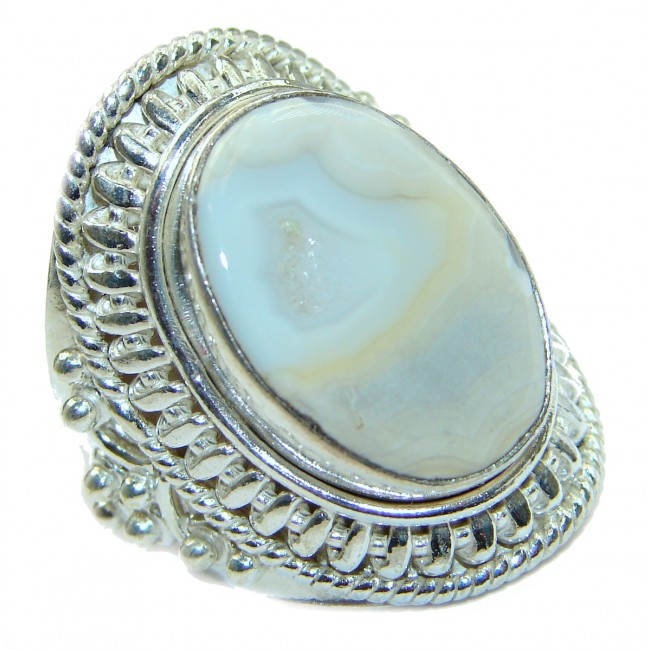 Exotic Druzy Agate .925 Silver Ring s. 9 1/4
