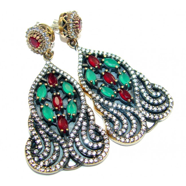 Pure Joy created Ruby .925 Sterling Silver handmade earrings
