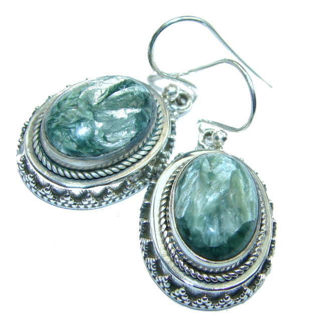 Perfect Green Seraphinite .925 Sterling Silver earrings