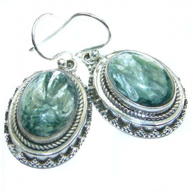 Perfect Green Seraphinite .925 Sterling Silver earrings