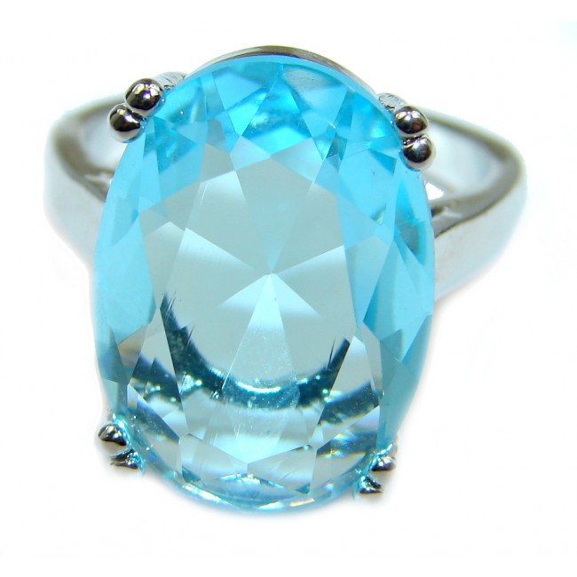 Natural Blue Topaz .925 Sterling Silver handcrafted Ring s. 7