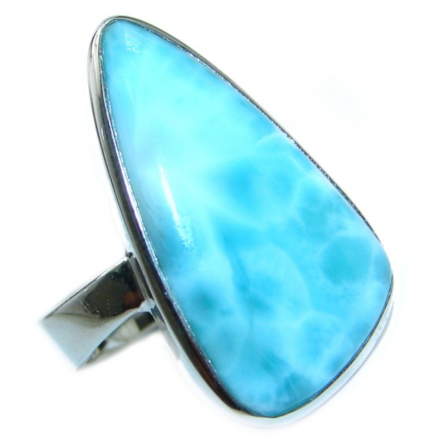 Blue Treasure Larimar .925 Sterling Silver handmade ring s. 6 1/2