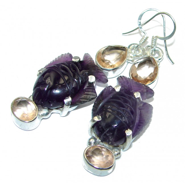Vintage Design Authentic Amethyst .925 Sterling Silver handmade earrings