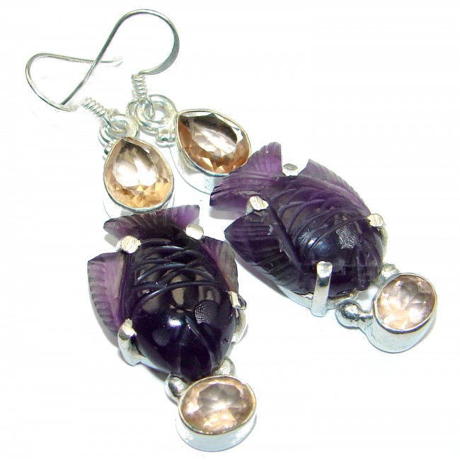Vintage Design Authentic Amethyst .925 Sterling Silver handmade earrings
