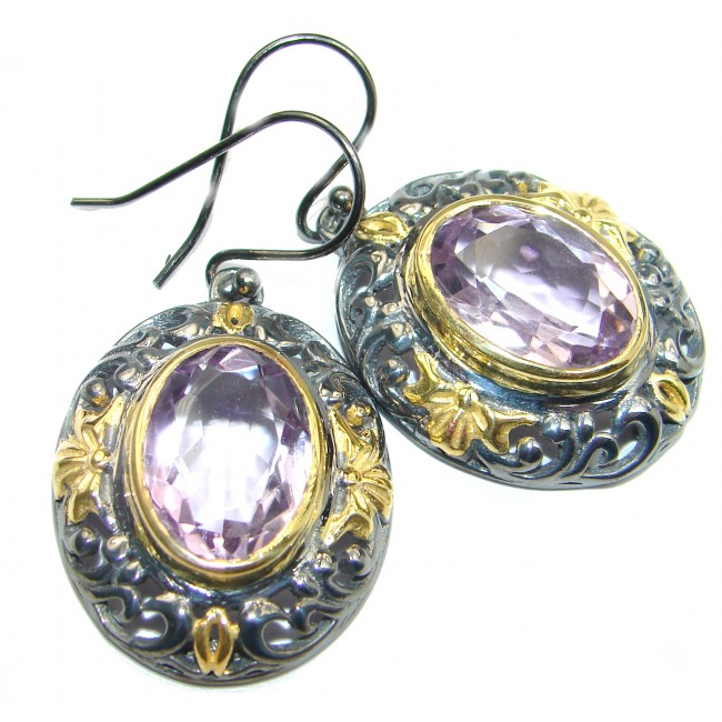 Authentic Amethyst 18k Gold over .925 Sterling Silver handmade earrings