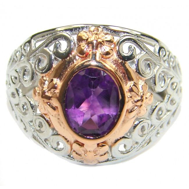 Natural Amethyst .925 Sterling Silver handmade Cocktail Ring s. 6 1/4