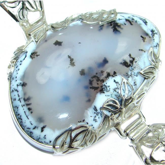 Huge Dendritic Agate oxidized .925 Sterling Silver handcrafted Bracelet