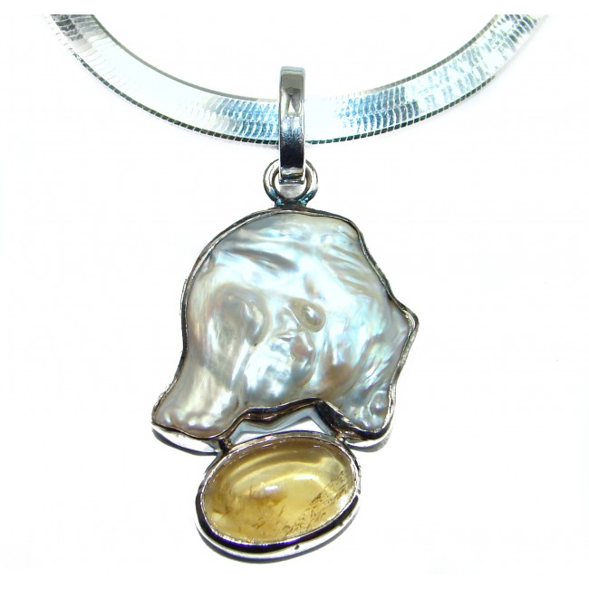 Natural Mother of Pearl .925 Silver HANDMADE Necklace