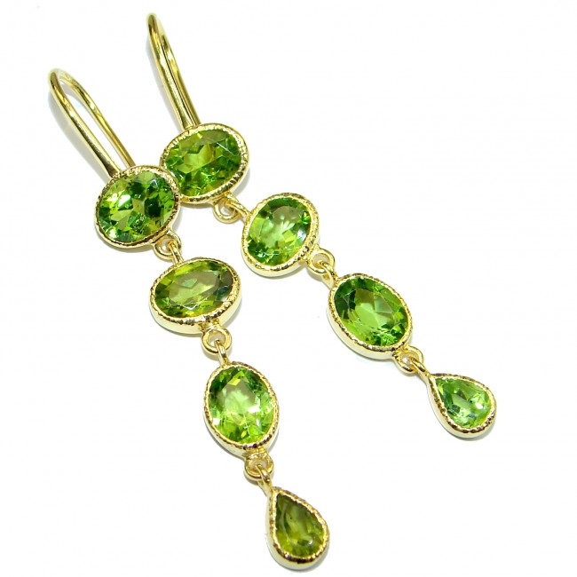 Rich Design Peridot 14K Gold over .925 Sterling Silver handcrafted earrings