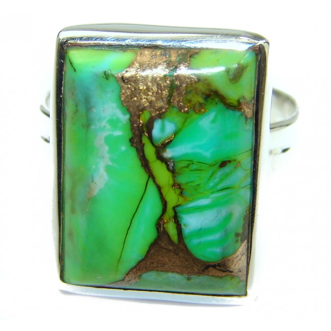 Green Turquoise .925 Sterling Silver handmade Ring s. 10 1/4