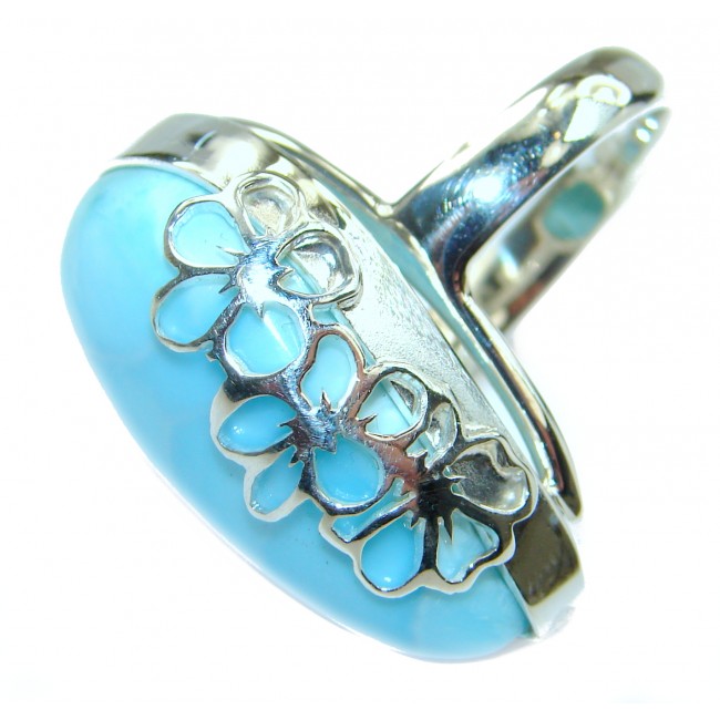 Blue Treasure Larimar .925 Sterling Silver handmade ring s. 7 1/2
