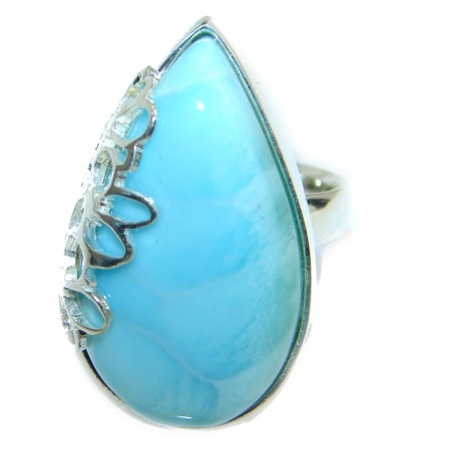 Blue Treasure Larimar .925 Sterling Silver handmade ring s. 7 1/2