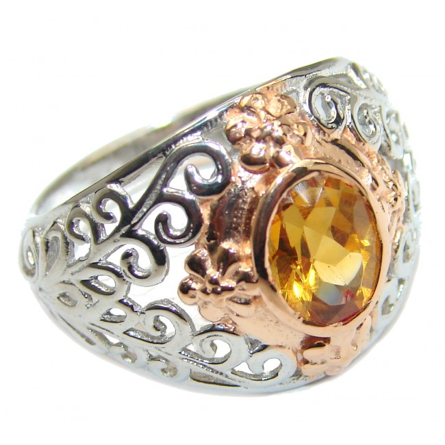 Exotic Golden Topaz Gold over .925 Sterling Silver handcrafted Ring s. 7