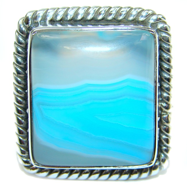 Beauty of Nature Botswana Agate .925 Silver Ring s. 10