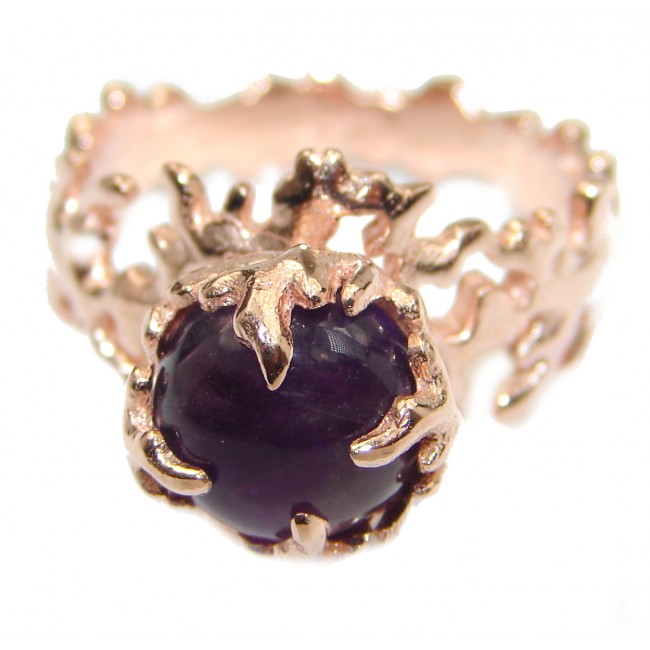 Vintage Style Amethyst .925 Sterling Silver handmade Cocktail Ring s. 8