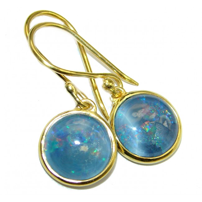 Luxury Japanese Fire Opal Gold over .925 Sterling Silver handmade earrings