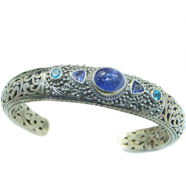 Genuine Tanzanite .925 Sterling Silver handcrafted Bracelet / Cuff