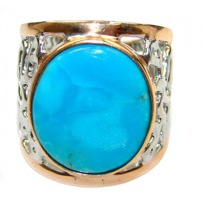 Genuine Sleeping Beauty Turquoise Gold over .925 Sterling Silver Ring size 7 1/4