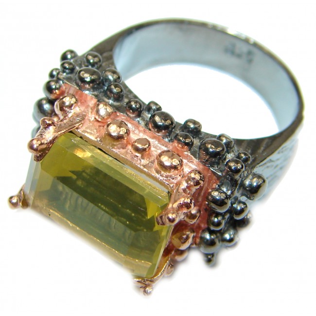 Natural 30 ct. Citrine 14K Gold over .925 Sterling Silver handcrafted Ring s. 7 1/2