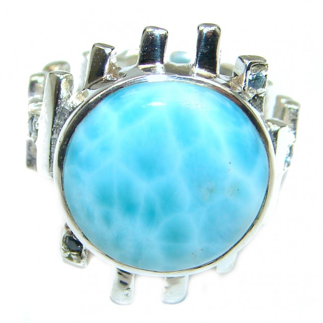 Blue Treasure Larimar .925 Sterling Silver handmade ring s. 7
