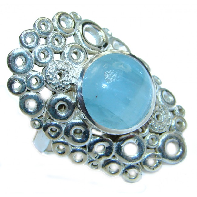 Treasure Blue Aquamarine .925 Sterling Silver handmade ring s. 7 ajustable