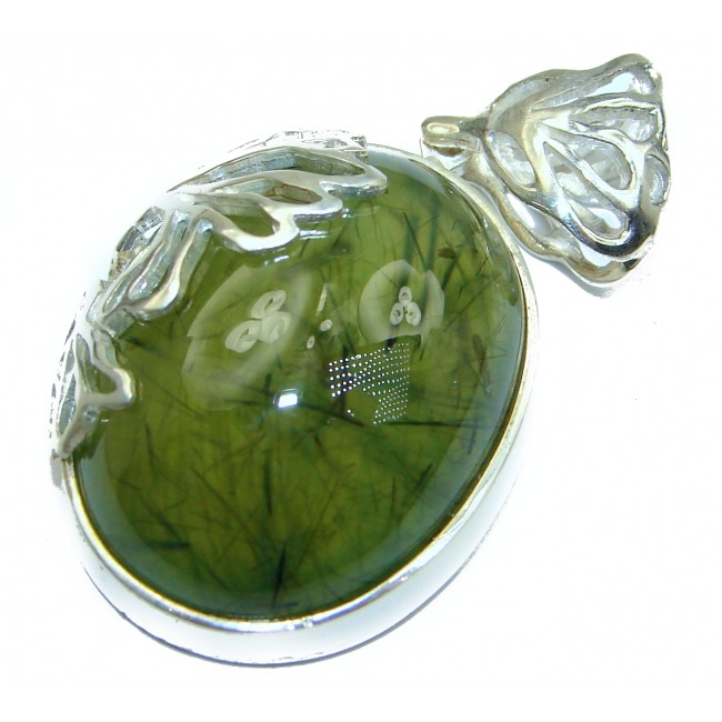 Authentic Moss Prehnite .925 Sterling Silver handmade pendant