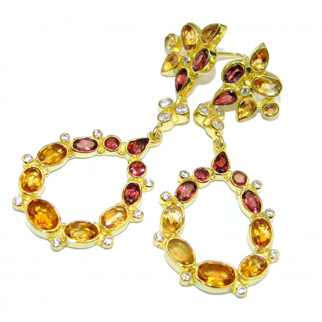 Secret Beauty Orange Sapphire 14K Gold over .925 Sterling Silver handcrafted earrings