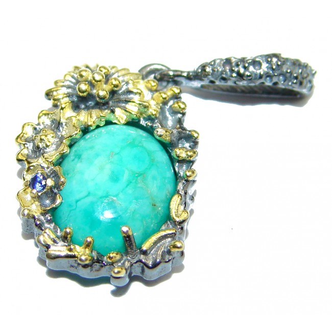 Real Beauty Turquoise 14K Gold over .925 Sterling Silver handmade Pendant
