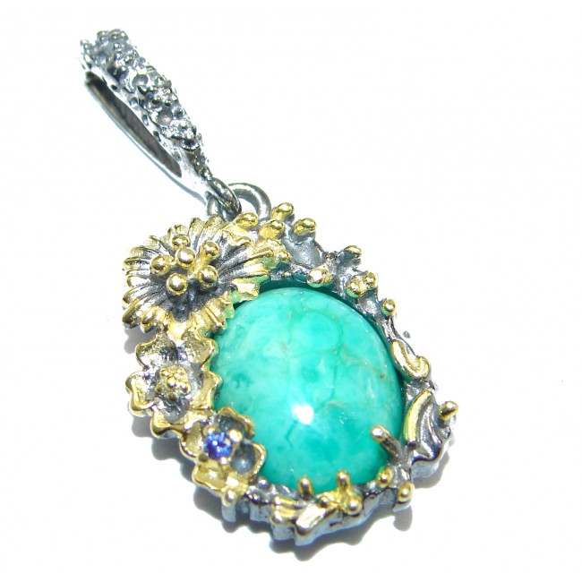 Real Beauty Turquoise 14K Gold over .925 Sterling Silver handmade Pendant