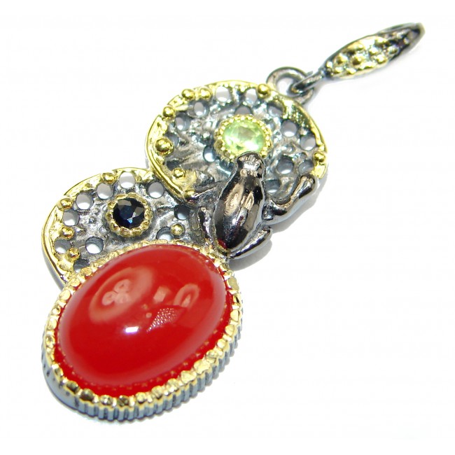Beautiful authentic Carnelian 14K Gold over .925 Sterling Silver handmade Pendant