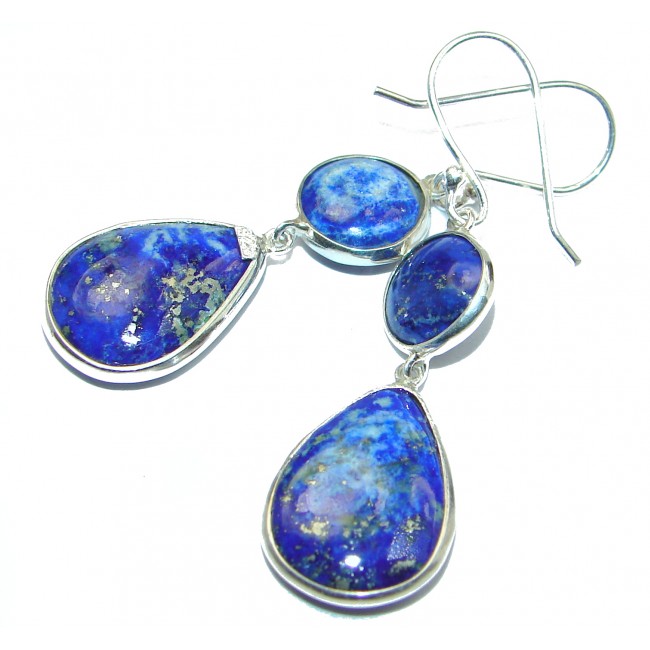 Bold Navy Blue Lapis Lazuli .925 Sterling Silver handmade earrings