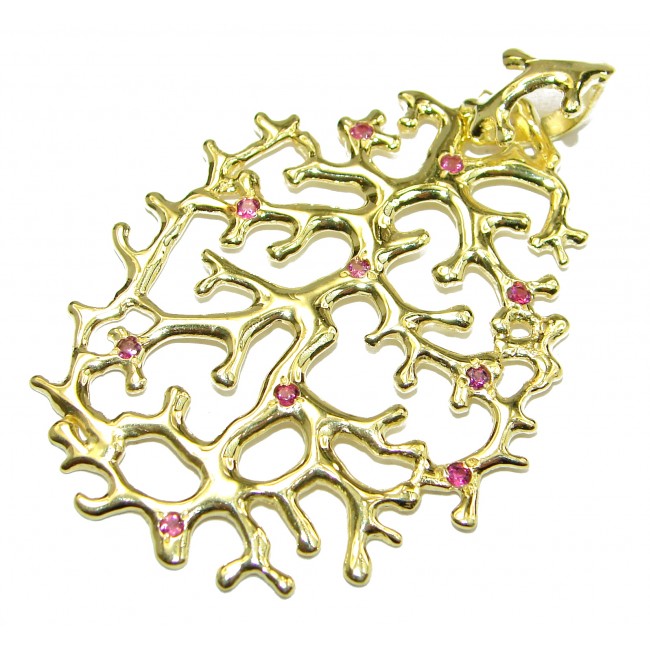 Beautiful genuine Garnet 14K Gold over .925 Sterling Silver handcrafted Pendant