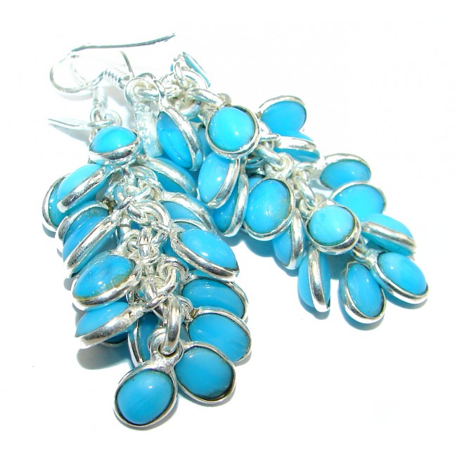 Gorgeous lab. Turquoise .925 Sterling Silver handcrafted earrings