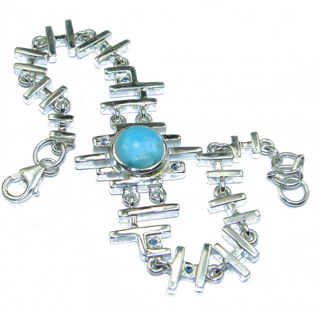 True Fine Art Blue Larimar .925 Sterling Silver handcrafted Bracelet