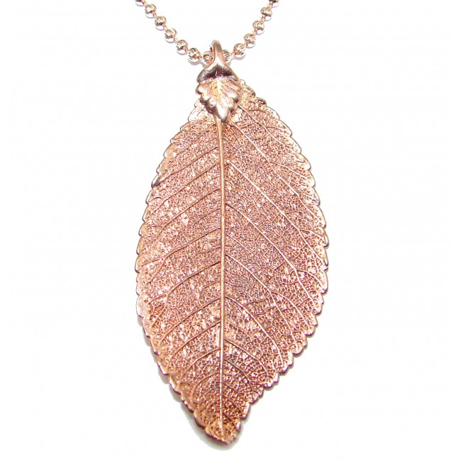 Leaf Deep In Copper Gold over .925 Sterling Silver necklace