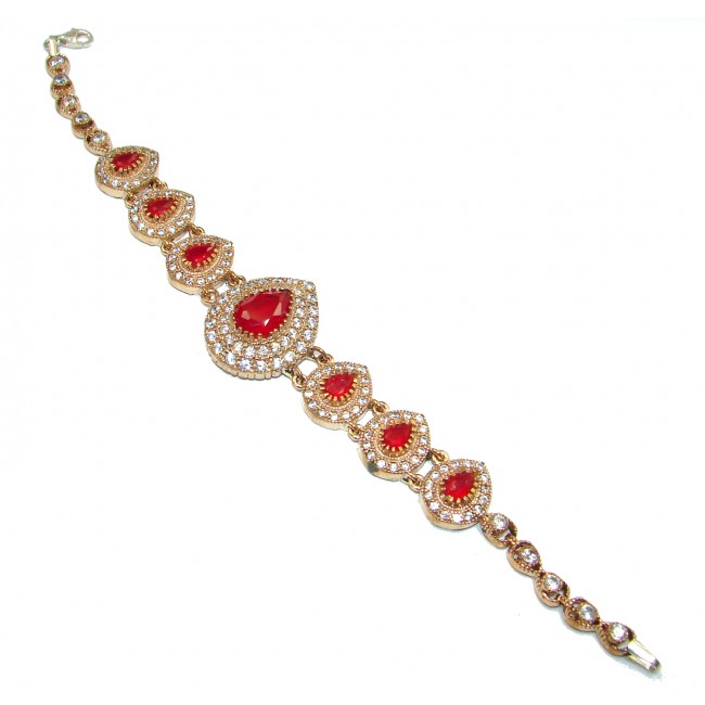 Red Ruby 14K Rose Gold over .925 Sterling Silver handcrafted Bracelet