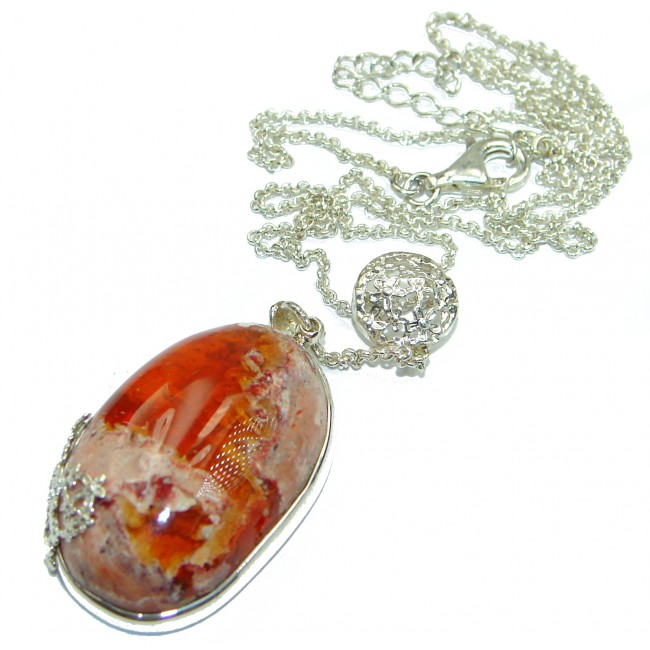 Sweet Treasure Mexican Fire Opal .925 Sterling Silver handmade Necklace