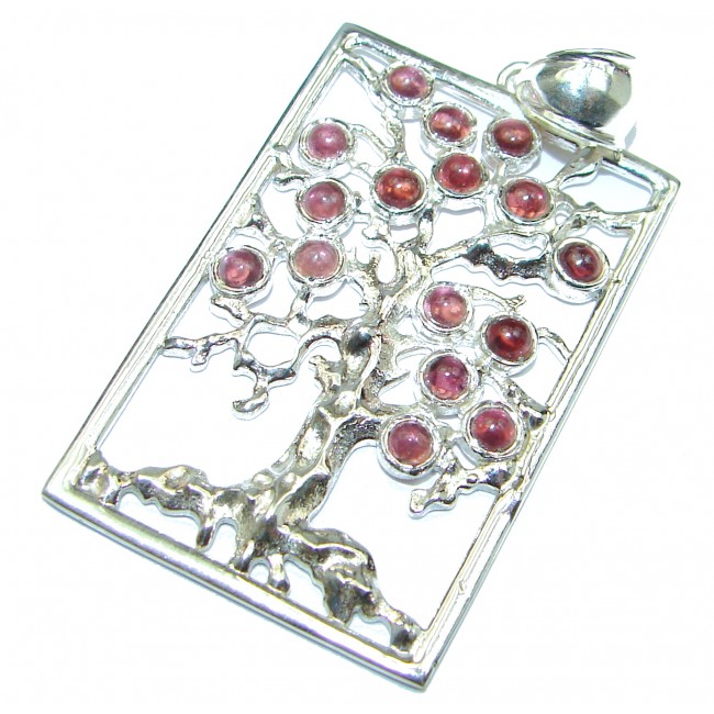 Perfect Family Tree Natural Garnet .925 Sterling Silver Pendant