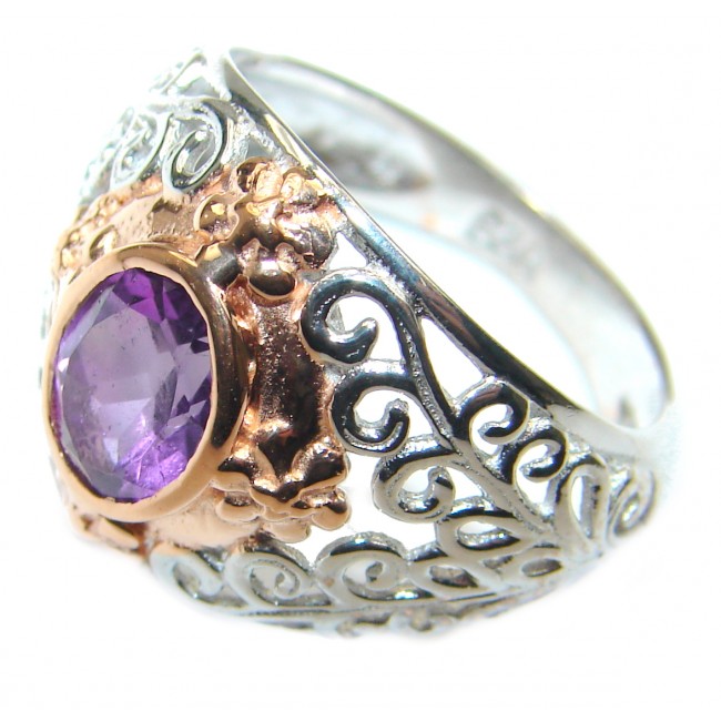 Natural Amethyst .925 Sterling Silver handmade Cocktail Ring s. 7