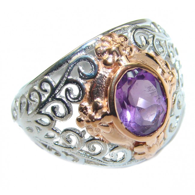Natural Amethyst .925 Sterling Silver handmade Cocktail Ring s. 7