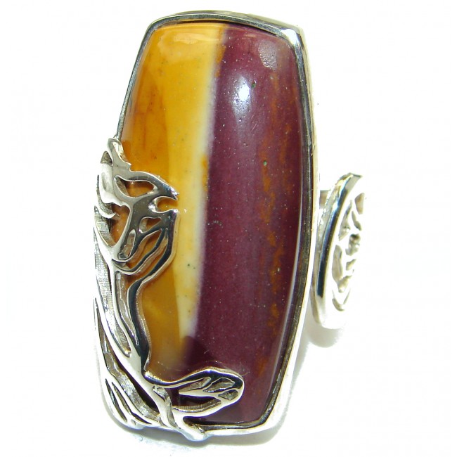 Mookaite .925 Sterling Silver handmade ring size 7 adjustable