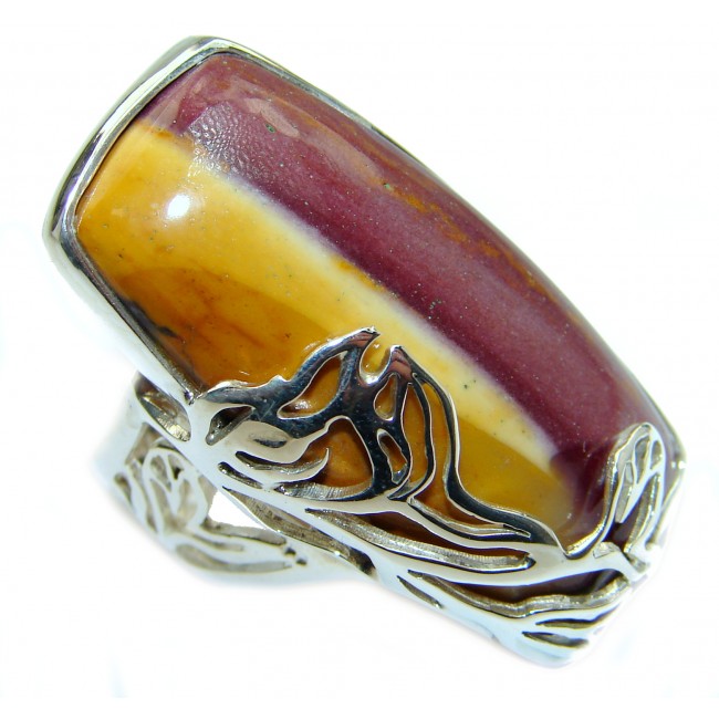 Mookaite .925 Sterling Silver handmade ring size 7 adjustable