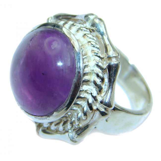 Natural Amethyst .925 Sterling Silver handmade Cocktail Ring s. 8 1/2