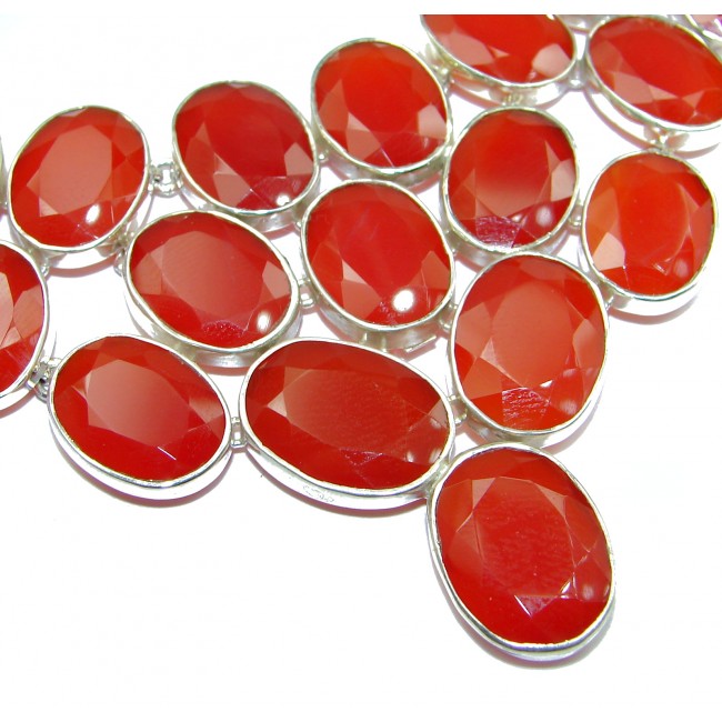 Jumbo Natural Bold Carnelian .925 Sterling Silver handmade Necklace